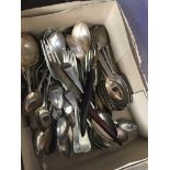A box of silver plated cutlery. Catalogue only, live bidding available via our website. Please