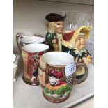 Four Beswick relif moulded mugs and two other toby jugs Catalogue only, live bidding available via