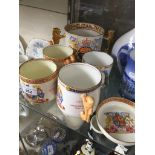 Three Paragon George VI items, Edward VIII mug and two Paragon Elizabeth II mugs (large one cracked)