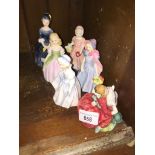 6 small Royal Doulton figures including "Home Again" Catalogue only, live bidding available via