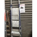 Two pairs of aluminium stel ladders, one with hand rails Catalogue only, live bidding available