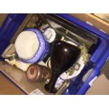 Blue plastic box of pottery etc. Catalogue only, live bidding available via our website. Please note