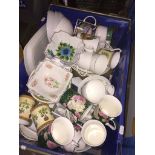 A box of mugs and china. Catalogue only, live bidding available via our website. Please note we