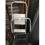A pair of aluminium step ladders and a pair of small metal step ladders Catalogue only, live bidding