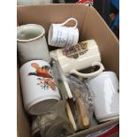 A box of mugs. Catalogue only, live bidding available via our website. Please note we can only