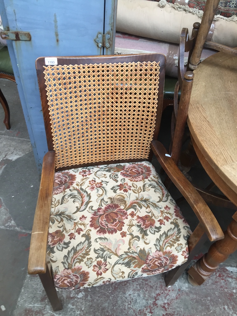 Cane back armchair Catalogue only, live bidding available via our website. Please note we can only