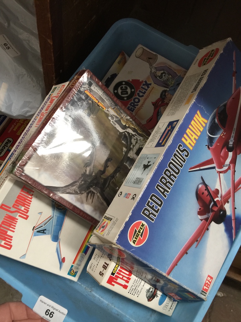 A box containing boxed model making kits, Captain Scarlet, Red Arrows, Thunderbirds, Lord of the