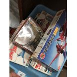 A box containing boxed model making kits, Captain Scarlet, Red Arrows, Thunderbirds, Lord of the