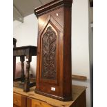 Carved panel corner cupboard Catalogue only, live bidding available via our website. Please note