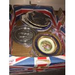 A box containing collectors plates and hand painted Limoges dishes Catalogue only, live bidding