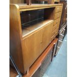 Teak retro sideboard with drawers, cupboards and sliding glass Catalogue only, live bidding
