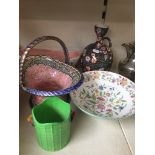 Two maling pieces, Minton bowl and two other items Catalogue only, live bidding available via our