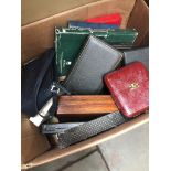 A box of misc including empty cutlery set boxes, handbags etc Catalogue only, live bidding available