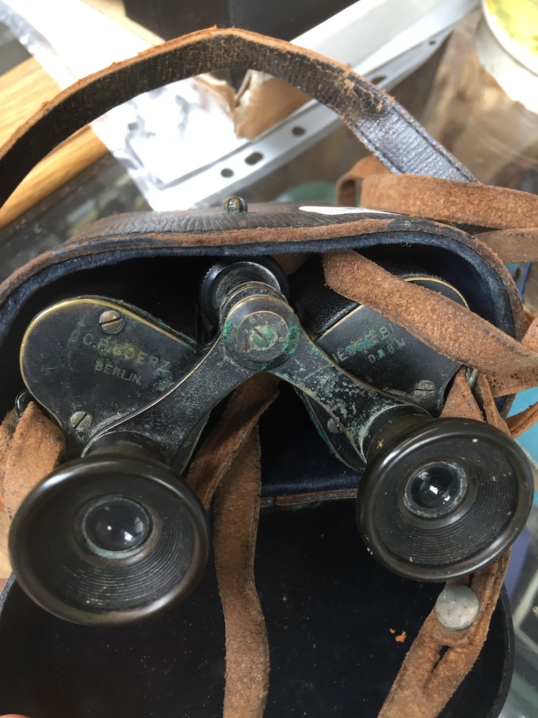 Small pair of German binoculars by C P Georz Berlin Catalogue only, live bidding available via our