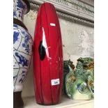 Tall red glass vase Catalogue only, live bidding available via our website. Please note we can