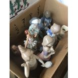 A box of Nao figures and Royal Doulton The Little Bridesmaid (as found) Catalogue only, live bidding