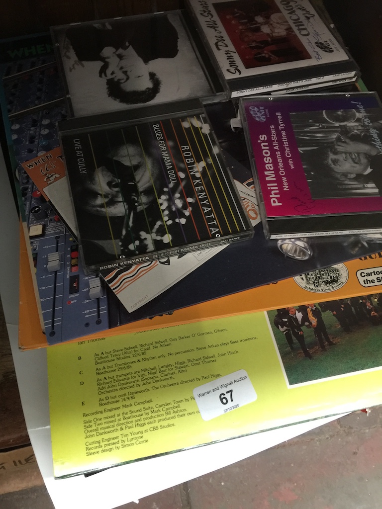 A box of LP records, CD's, photographs and concert programmes Catalogue only, live bidding available