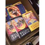 A box of Harry Potter first edition books to include 1 with error. Catalogue only, live bidding