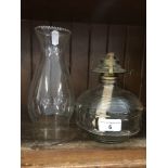 A glass paraffin lamp with funnel Catalogue only, live bidding available via our website. Please
