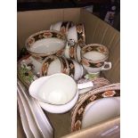 A box of Sutherland china, cups, plates, saucers, etc. Catalogue only, live bidding available via