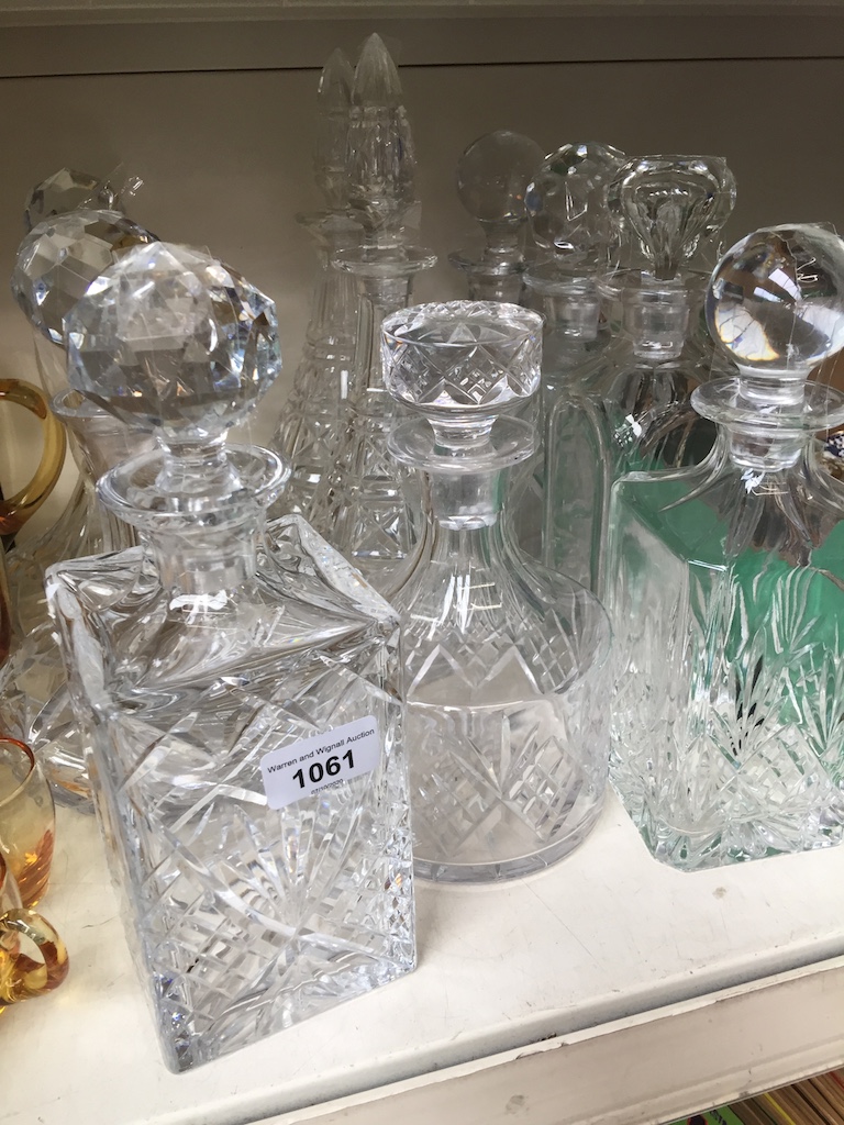 Ten glass decanters Catalogue only, live bidding available via our website. Please note we can