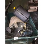 A box containing welders masks, tools, electric drill etc Catalogue only, live bidding available via