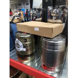 Two beer pumps and four kegs of beer Catalogue only, live bidding available via our website.