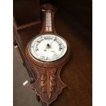Carved oak aneroid barometer Catalogue only, live bidding available via our website. Please note