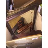 Quantity of picture frames and an advertising mirror. Catalogue only, live bidding available via our
