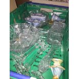 A crate of cut glass and Wedgwood jasper ware Catalogue only, live bidding available via our