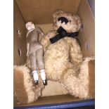 Antique porcelain doll and vintage Heartfelt teddy bear Catalogue only, live bidding available via