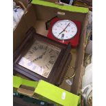 A box of clocks. Catalogue only, live bidding available via our website. Please note we can only