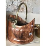 Copper coal scuttle and tongs Catalogue only, live bidding available via our website. Please note we