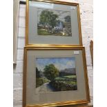 A.J. Mayhew, a pair of countryside scenes near Littondale, watercolours and gouache, signed lower