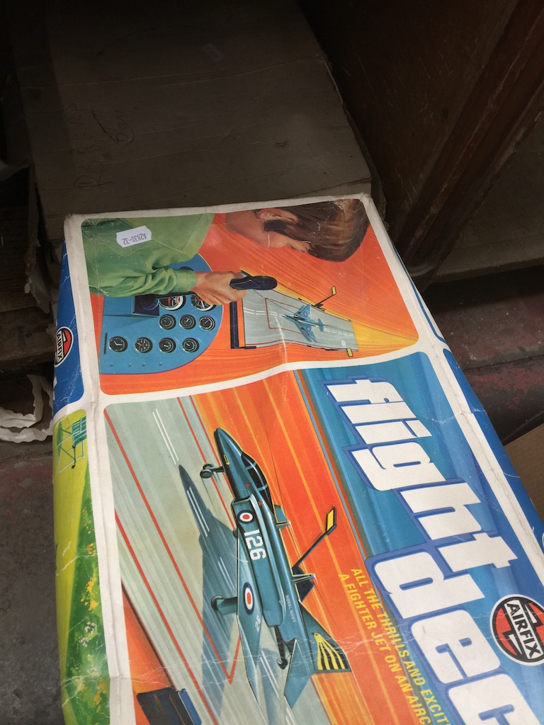 A vintage Airfix model "Flight Deck" game in original box and a child's vintage build a vehicle