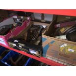 3 boxes of misc tools to include Shell oil pourer, vices, planes, etc. Catalogue only, live