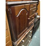 Stained pine cabinet with side drawers Catalogue only, live bidding available via our website.