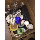 A mixed box including pottery, cine camera, epns candelabra etc Catalogue only, live bidding