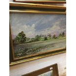 Fred McJannet, landscape oil on board, signed lower right, 39cm x 59cm, framed. Catalogue only, live