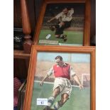 Three framed pictures of famous 1950s footballers Catalogue only, live bidding available via our