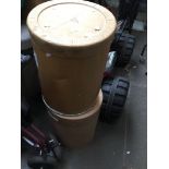 Two empty cardboard drums Catalogue only, live bidding available via our website. Please note we can