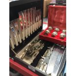 A canteen of cutlery with contents, mainly EPNS and a boxed set of 6 plated goblets. Catalogue only,