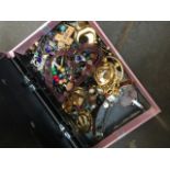 A box of costume jewellery necklaces, etc Catalogue only, live bidding available via our website.