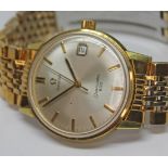 A 1967 gold plated Omega Seamaster 600 wristwatch reference 136.011 with signed champagne dial,