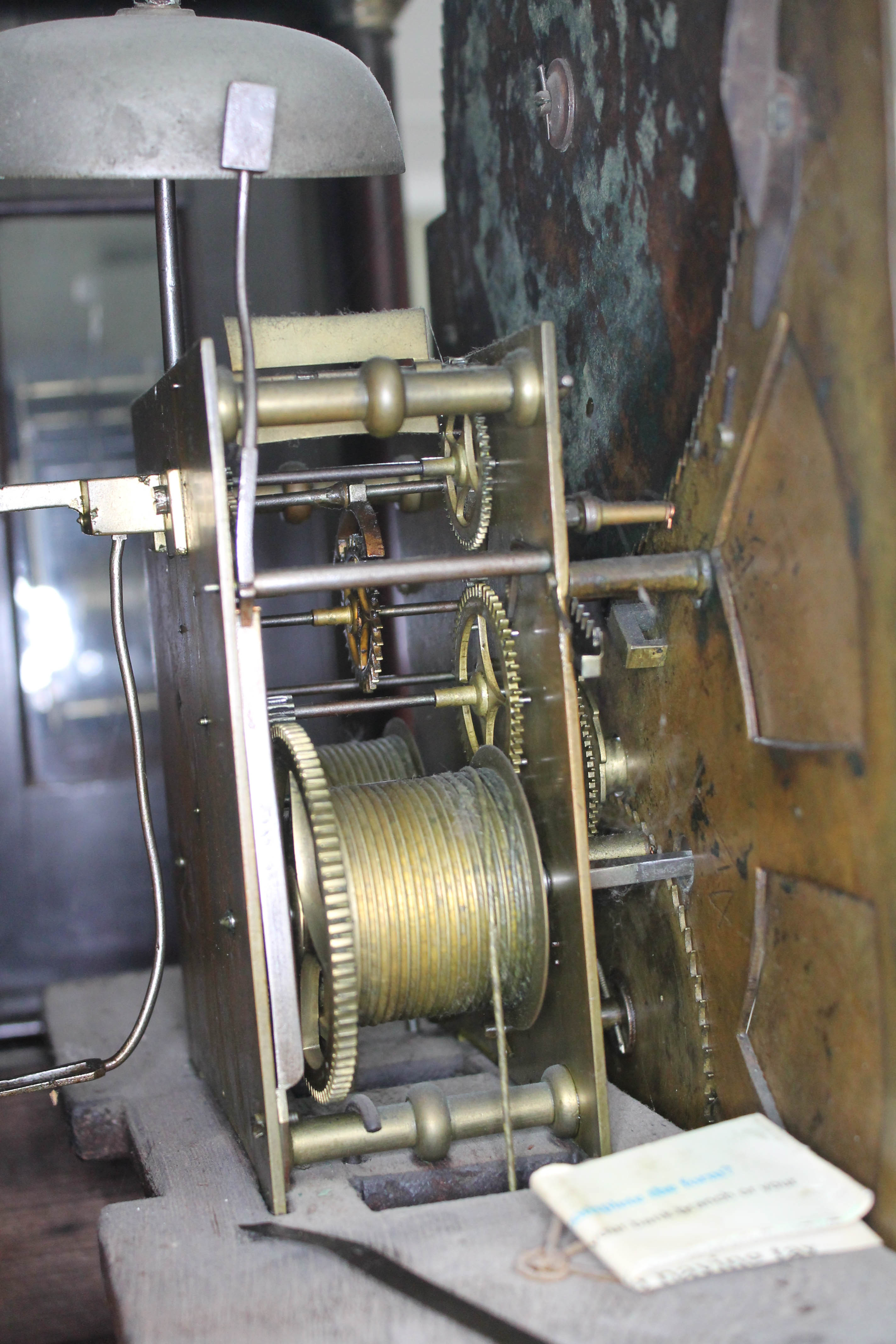 An 18th century oak eight day long case clock, four pillar brass movement striking on single bell, - Image 3 of 37