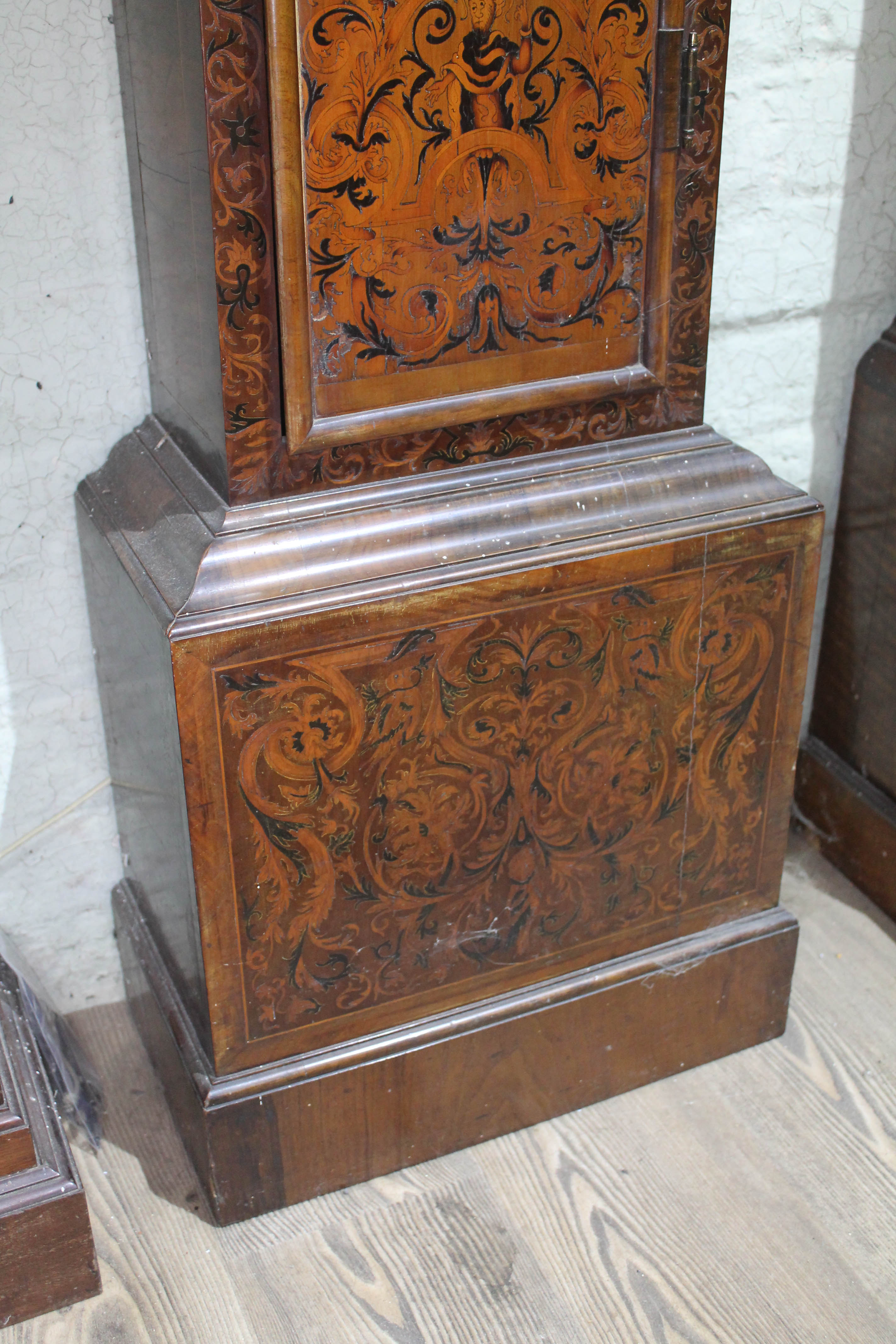 A William & Mary/Queen Anne eight day long case clock with arabesque marquetry inlaid case, hood - Image 8 of 46