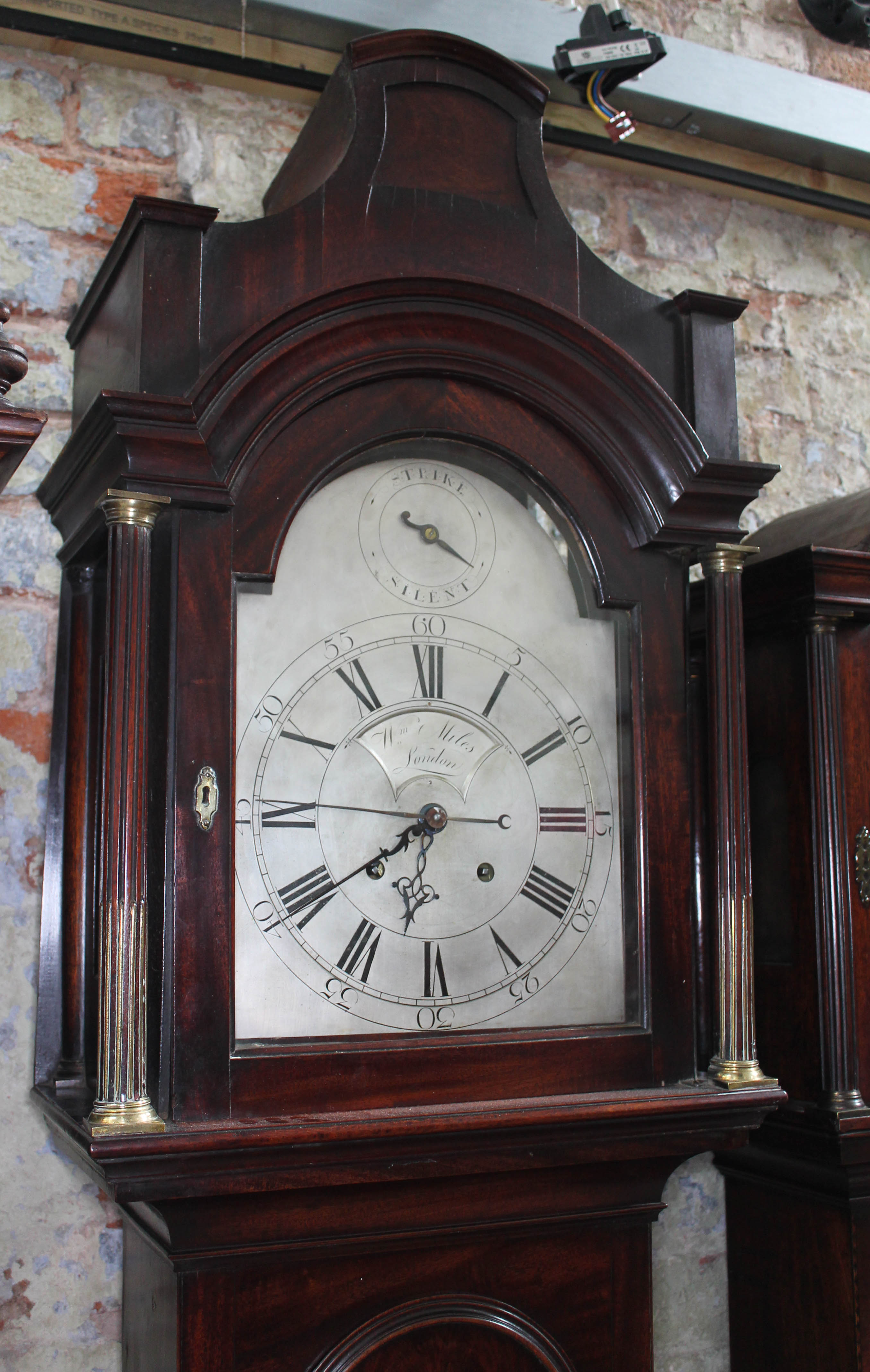 An 18th century mahogany longcase clock, the brass four pillar movement striking on single bell, the - Image 6 of 8