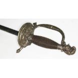 An early 20th century W. Jones & Co. court sword with brass hilt and wire bound grips, blade