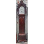 An 18th century mahogany longcase clock, the brass four pillar movement striking on single bell, the