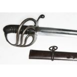 A 19th century child's sword, basket hilt and wire bound grip, blade length 56cm, total length 72cm.